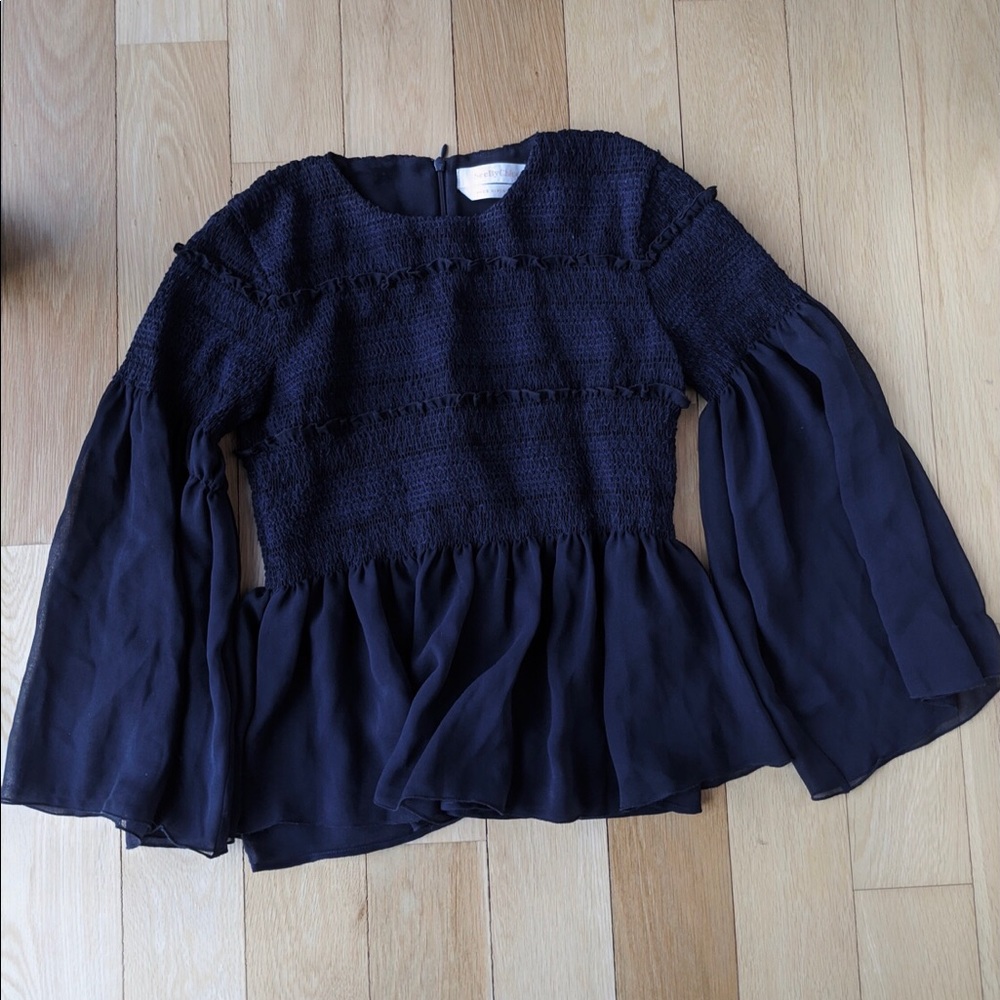 Woven and chiffon top